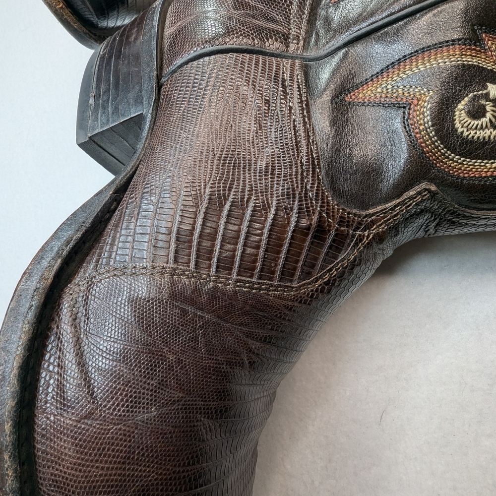 Tony Lama CZ813 Men's Exotic Collection Western Boot with Chocolate Teju Lizard - Picture 11 of 16